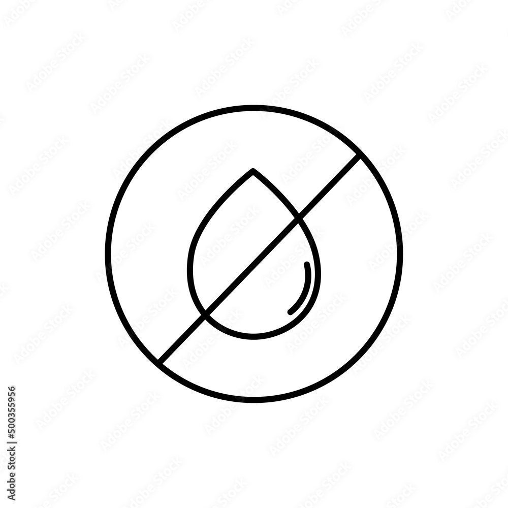 Icon with crossed out drop. Icon symbol ban. Sign forbidden. Vector illustration. stock image. Icon with crossed out drop. Icon symbol ban. Sign forbidden. Vector illustration. stock image.