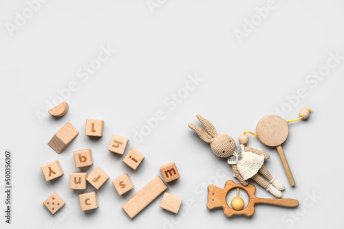 Wooden cubes with letters a...
