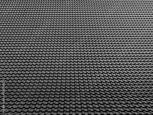row of black tile roof pattern for background