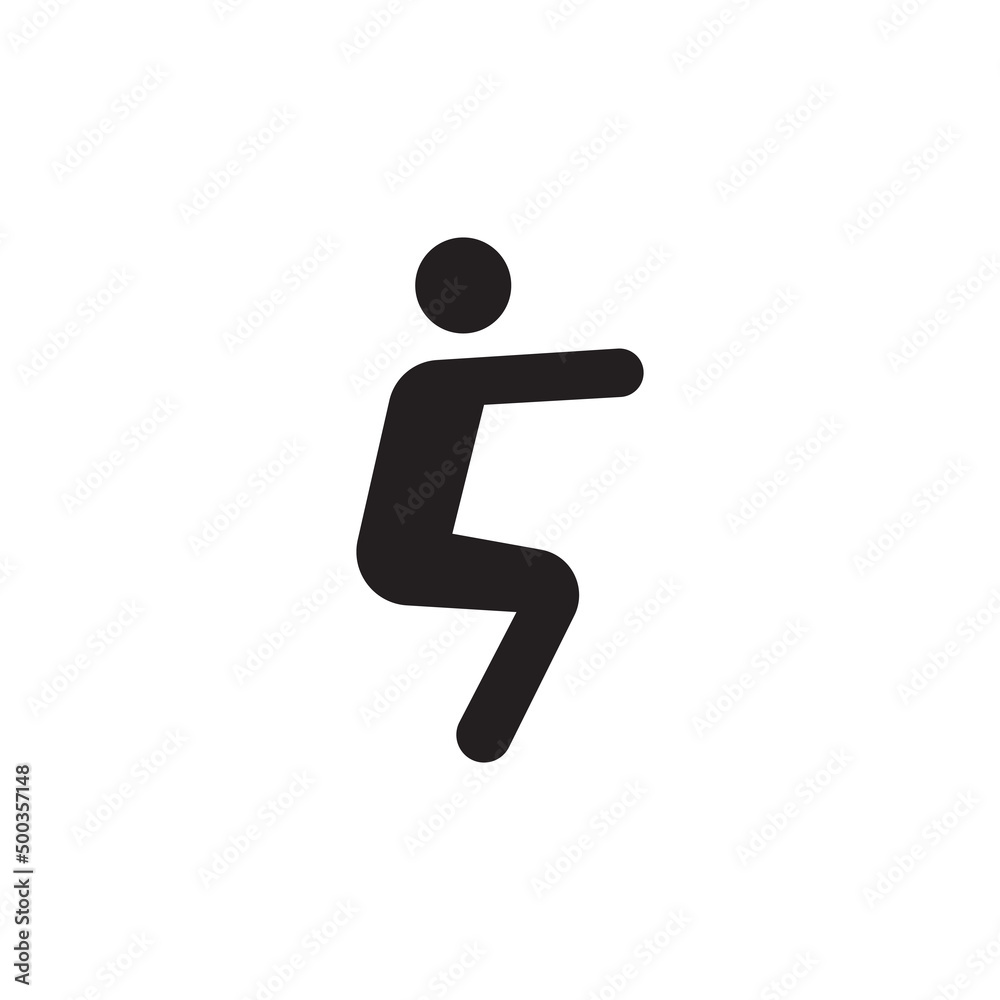 Man in crunching position sign, Exercise symbol