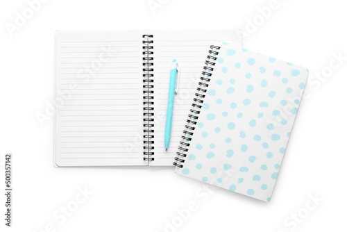 Open spiral notebook with l...