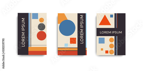 Bauhaus fashion background set. Geometric pattern Bauhaus background.