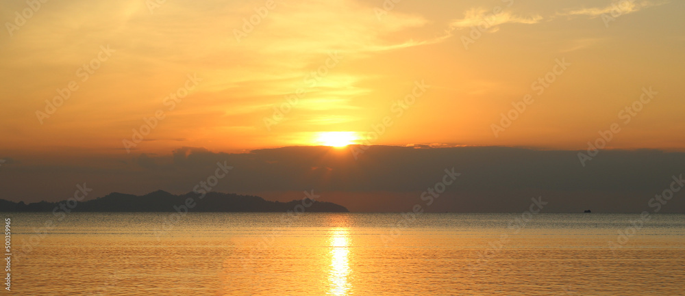 sea at sunset panorama, website banner