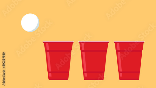 Beer cup cartoon vector. symbol. logo design. ping pong ball. game.