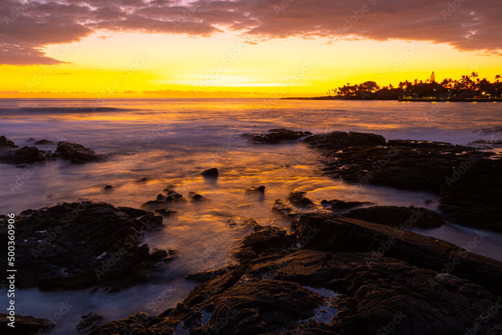 Sunset On Kailua Bay, Kailua-Kona, Hawaii Island, Hawaii, USA