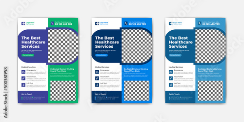 Medical healthcare corporate business flyer template or medical cover a4 size flyer vector layout for print