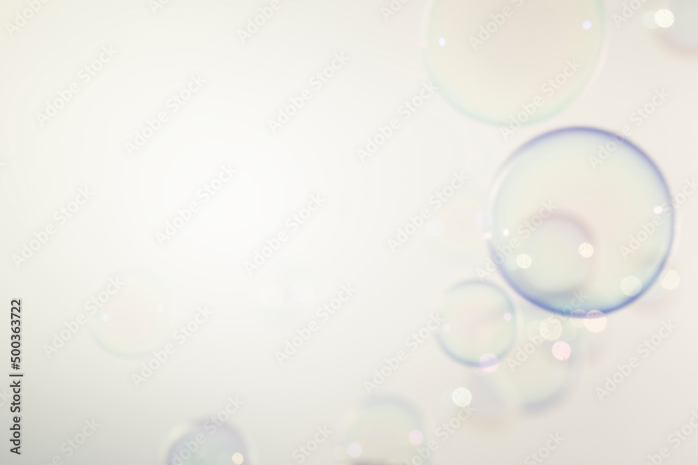 Blurred Transparent Soap Bubbles Background. Soap Suds Bubbles Water	