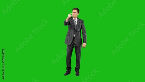 Serious man pointing to camera. Chroma key