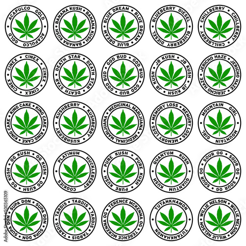Round Marijuana Strain Clipart Set 5