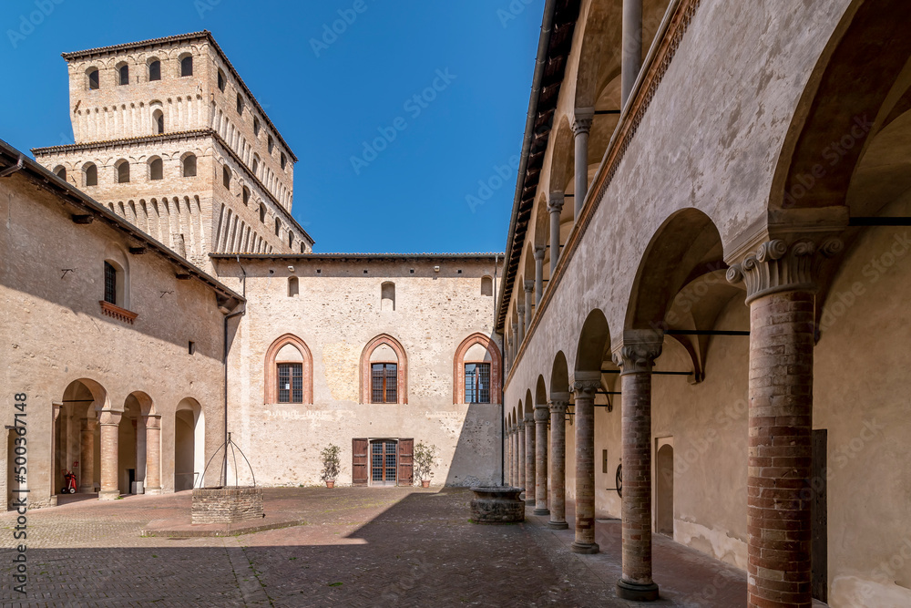 A glimpse of the ancient castle of Torrechiara, Parma, Italy