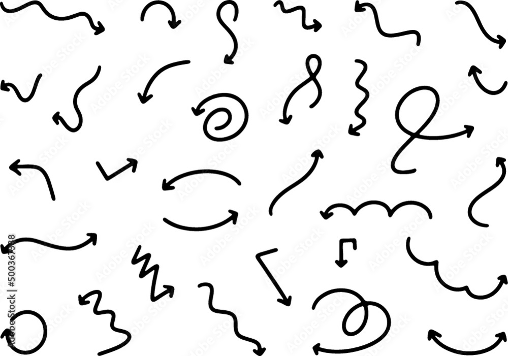 Hand drawn doodle arrow vector set Hand drawn doodle arrow vector set