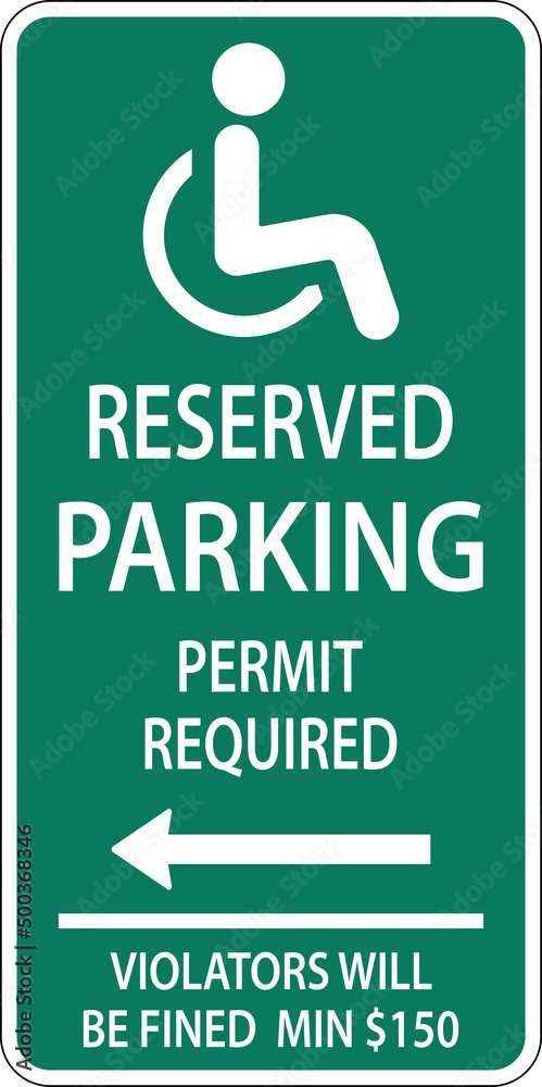 Handicap Parking Sign,Left Arrow Sign On White Background Handicap Parking Sign,Left Arrow Sign On White Background