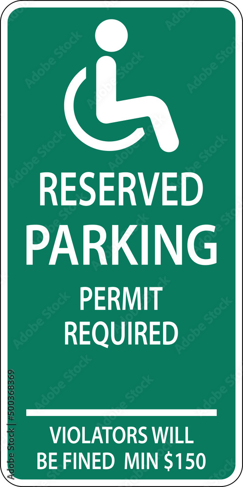 Handicap Parking Sign On White Background Handicap Parking Sign On White Background