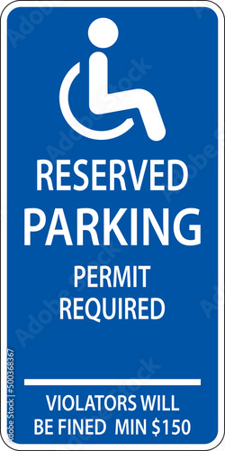 Handicap Parking Sign On White Background