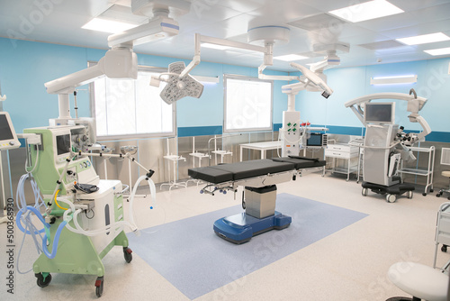 Fototapeta Naklejka Na Ścianę i Meble -  The surgical department, a modern air-conditioned medical module, provides planned and emergency care, performing a wide range of interventions, including laparoscopic and minimally invasive.