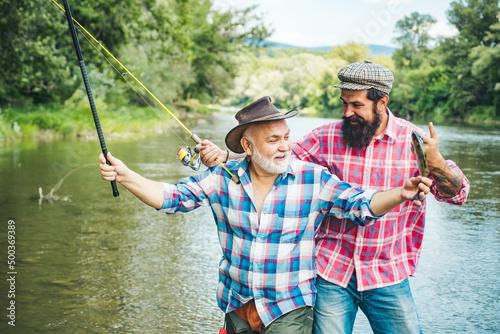 Fotografie, Obraz Two men friends fishing