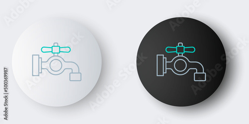 Line Water tap icon isolated on grey background. Colorful outline concept. Vector