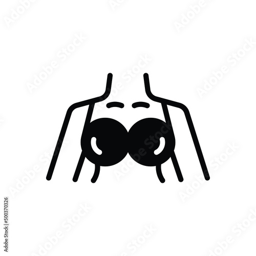 Black solid icon for breasts