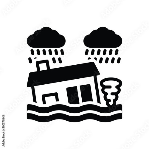 Black solid icon for disaster