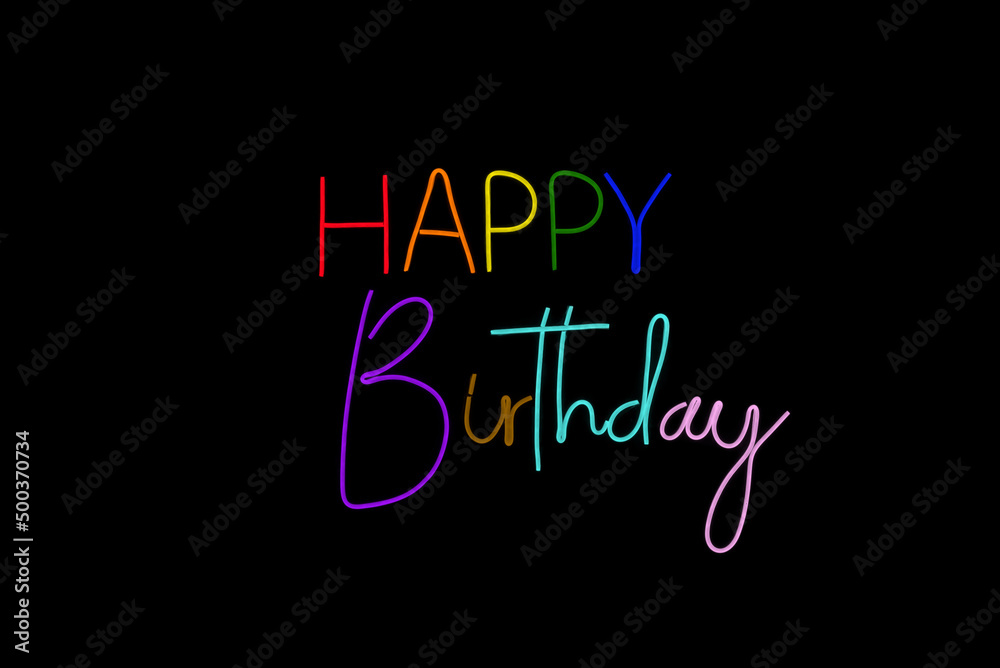 Photography of Neon light gay happy birthdat sign words lighted with elecvtricity gay pride concept