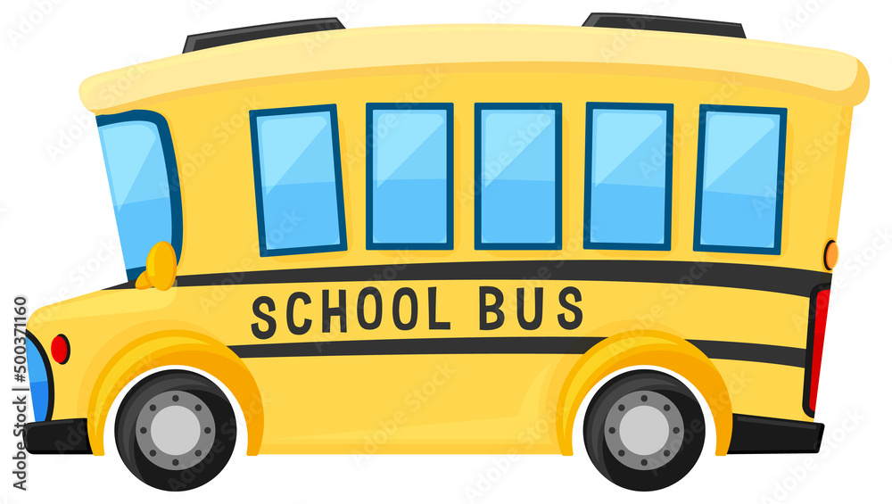 Simple cute school bus on white background
