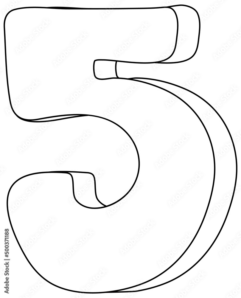 Number five doodle outline for colouring Number five doodle outline for colouring