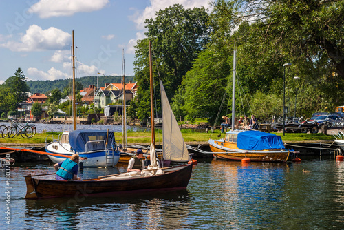Old sailboat in the town of Hjo, Sweden