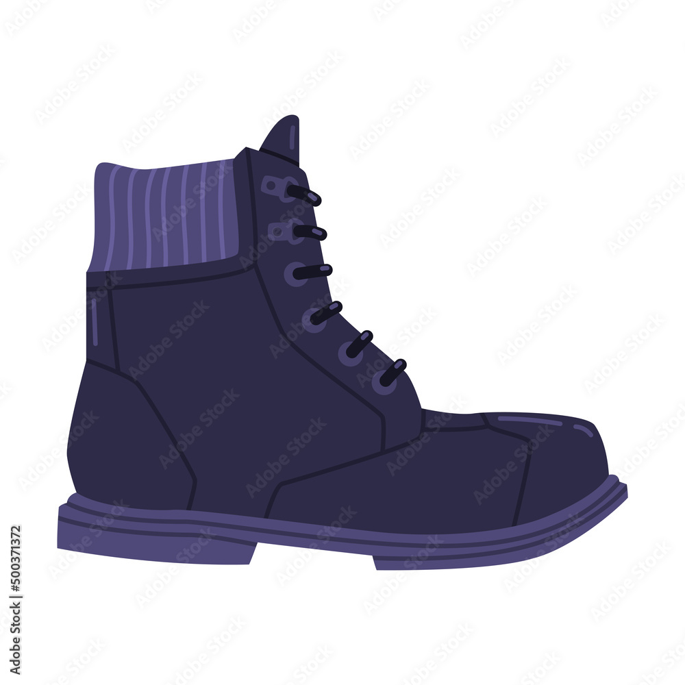 Warm Leather Blue Boot as Seasonal Shoe and Casual Footwear Vector Illustration Warm Leather Blue Boot as Seasonal Shoe and Casual Footwear Vector Illustration