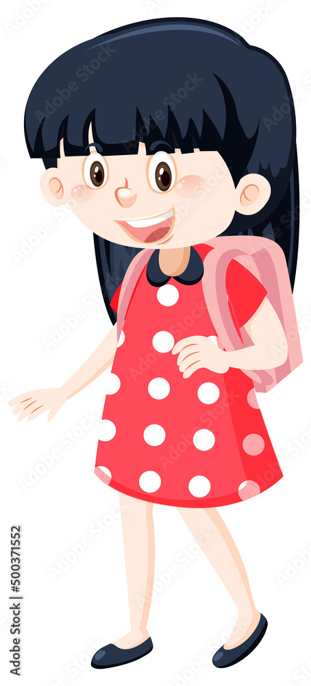 Female student cartoon character with backpack Female student cartoon character with backpack