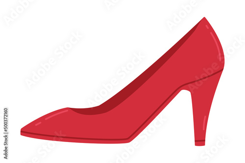 Red High Heel Shoe with Straps as Casual Footwear Vector Illustration