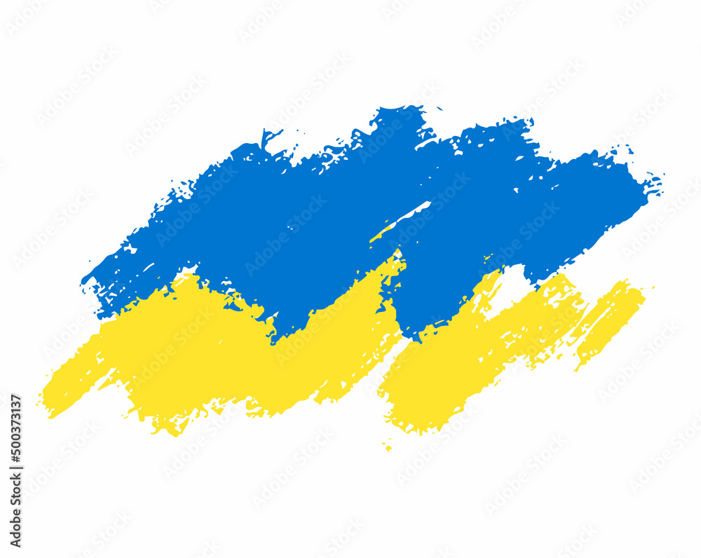 Obraz premium Ukraine flag state symbol isolated on background national banner. Greeting card National Independence Day of the republic of Ukraine. Illustration banner with brush stroke state flag