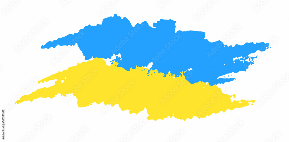 Obraz premium Ukraine flag state symbol isolated on background national banner. Greeting card National Independence Day of the republic of Ukraine. Illustration banner with brush stroke state flag