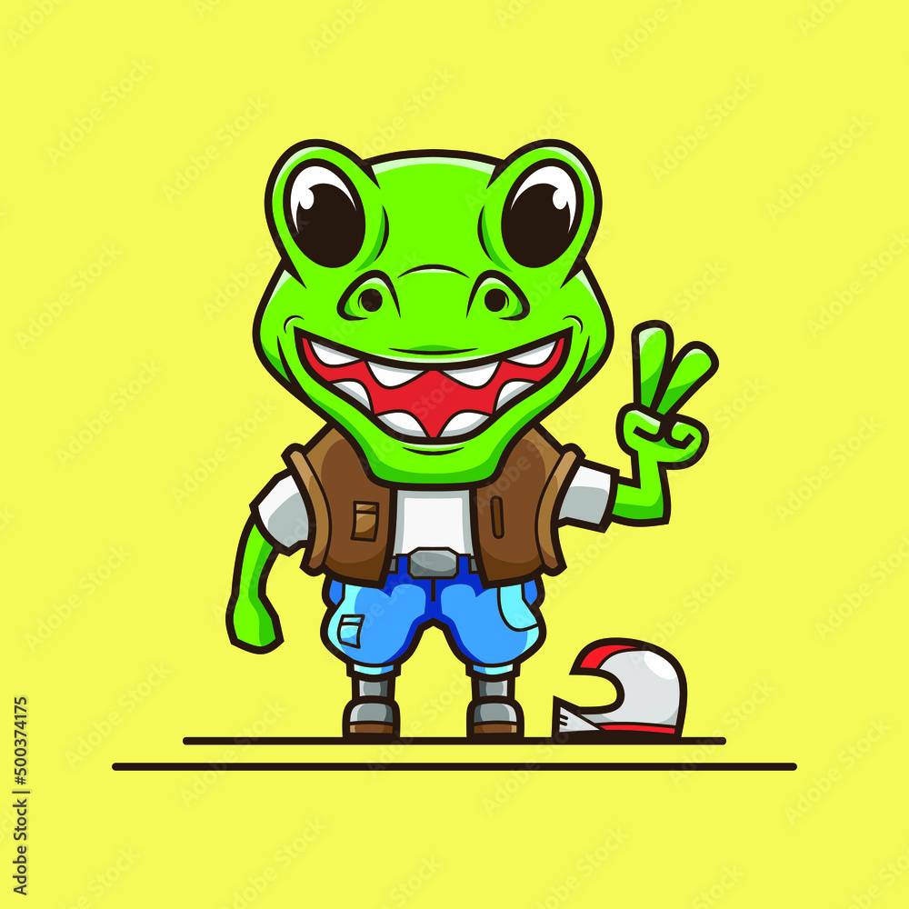 Cute dinosaur biker character logo. Abstract vector illustration. Cute dinosaur biker character logo. Abstract vector illustration.