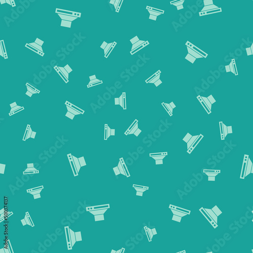 Green Kitchen extractor fan icon isolated seamless pattern on green background. Cooker hood. Kitchen exhaust. Household appliance. Vector