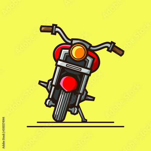Vintage Motorcycle Bike Line. Pop Art logo. Colorful design with dark background. Abstract vector illustration