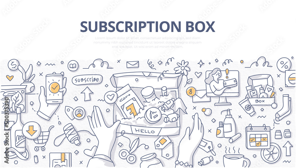 Subscription Box Doodle Banner