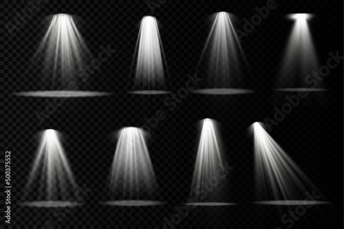 Set of white lighting spotlight  projector light.