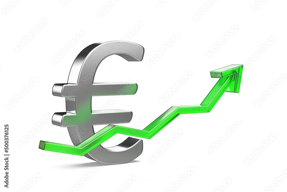 Increasing the value of Euro currency, concept image Increasing the value of Euro currency, concept image
