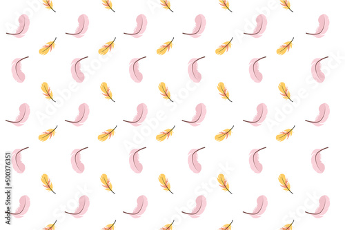 seamless pattern with feather on white background. pastel pattern.