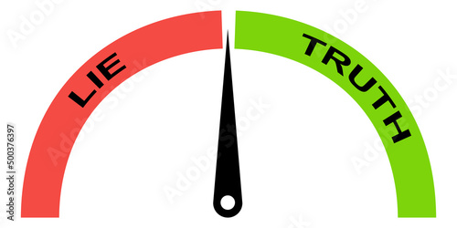 Lie detector, gauge icon, truth misinformation polygraph power