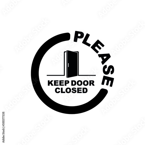 keep door closed sign on white backgroud