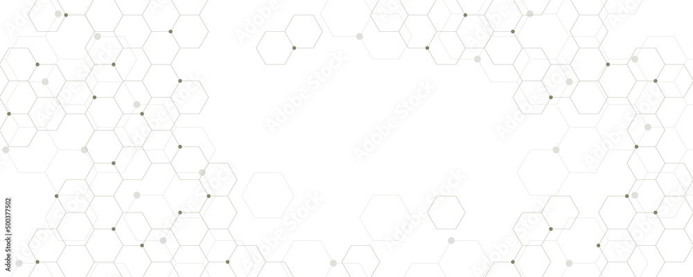 White banner with tech hexagon pattern design