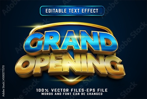 grand opening 3d text effect with golden style premium vectors