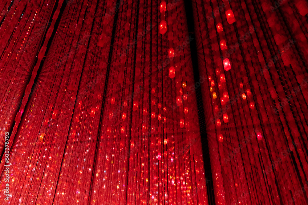 Abstract of indefinite LED light illuminating room with reflective ...