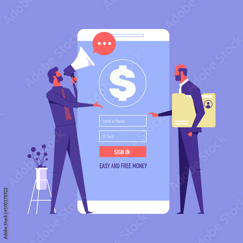 Payment fraud via mobile application, fake money, financial theft , cybercrime phishing vector concept