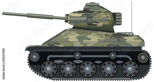 Military battle tank on white background