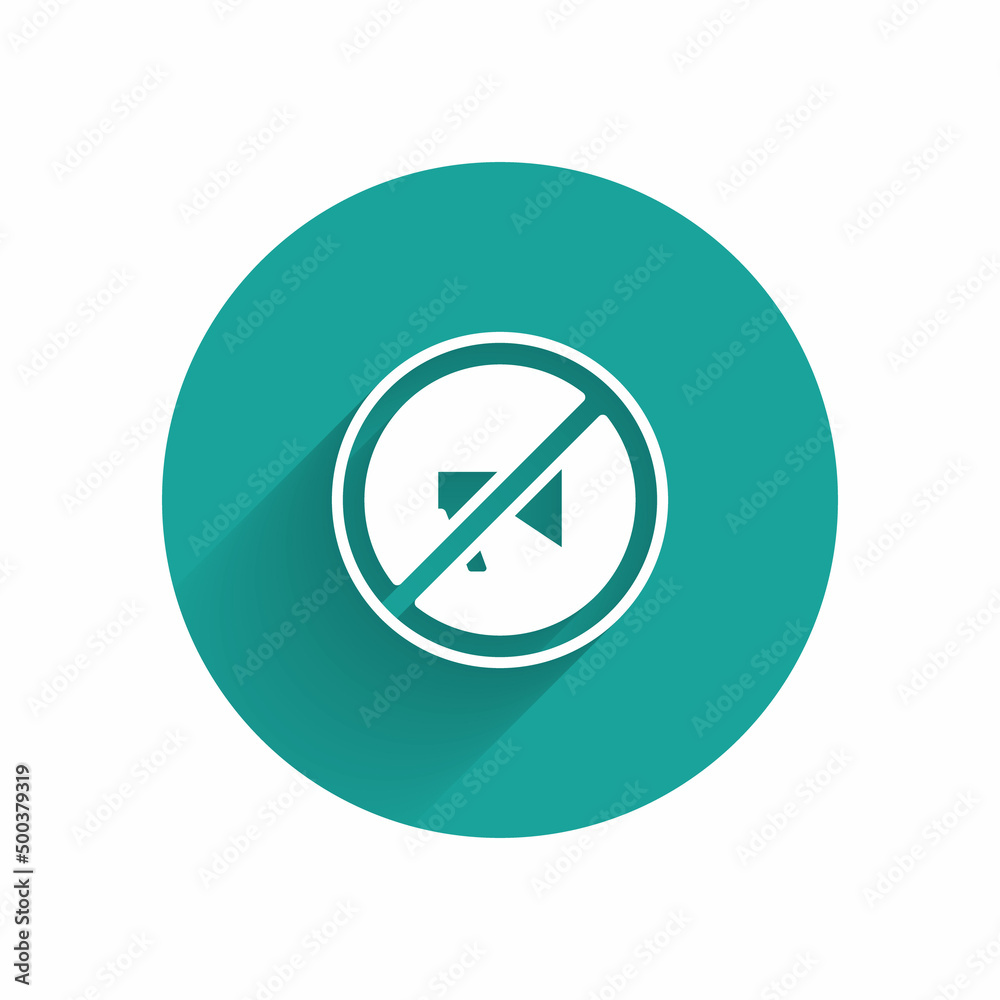 White Censored stamp icon isolated with long shadow background. Green circle button. Vector White Censored stamp icon isolated with long shadow background. Green circle button. Vector