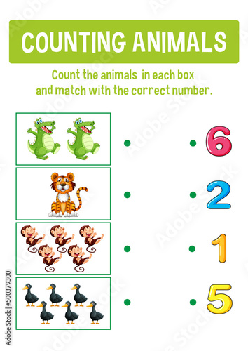 Worksheet design for counting animals