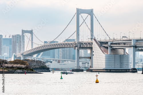 Canvastavla Landscape of Rainbow Bridge, the most famous bridge in Tokyo and Odaiba area in