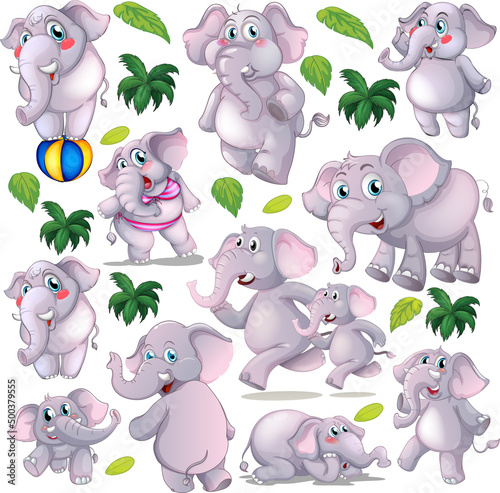 Cute animals cartoon set on white background